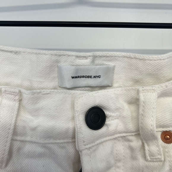 Wardrobe.Nyc White Mid Rise Logo Patch Tapered Jeans - Picture 4 of 10